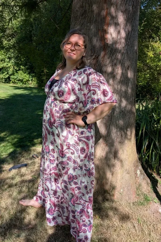 Robe longue imprimé - Décolleté dos - "Pivoine"