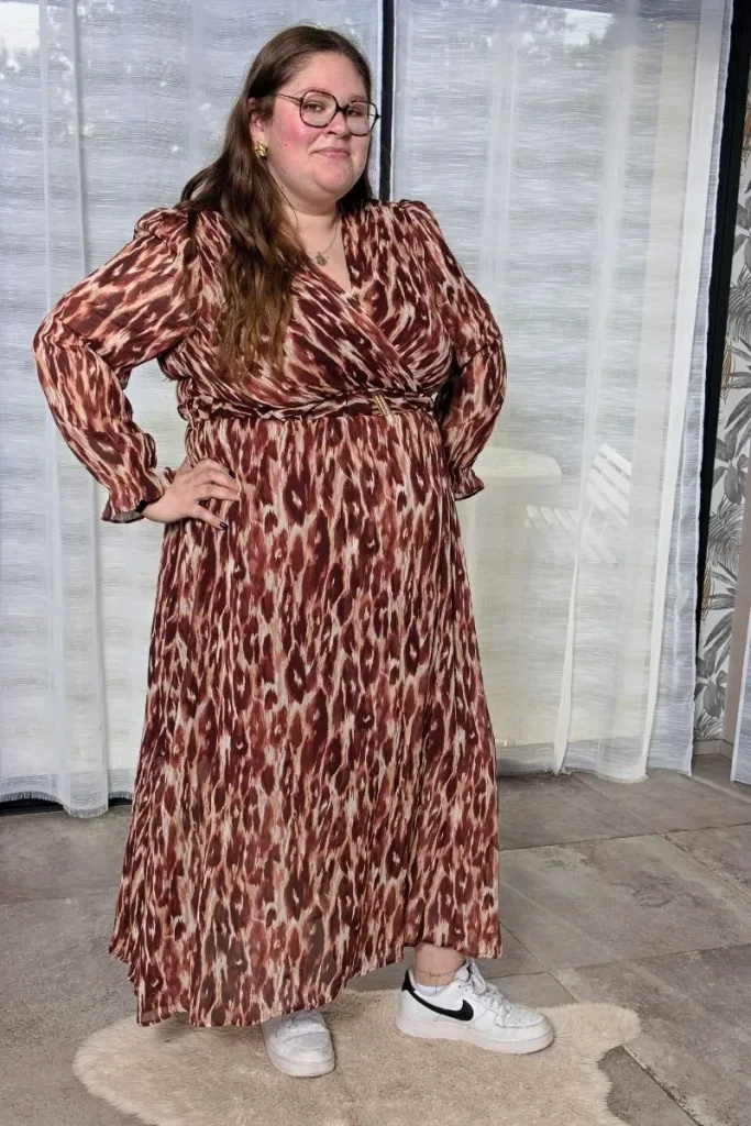 Robe longue imprimé - Fauve