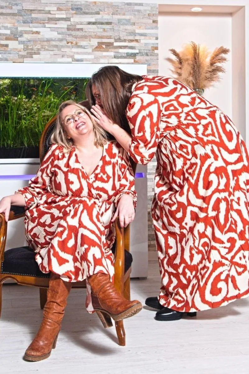 Robe longue imprimé - Rouille